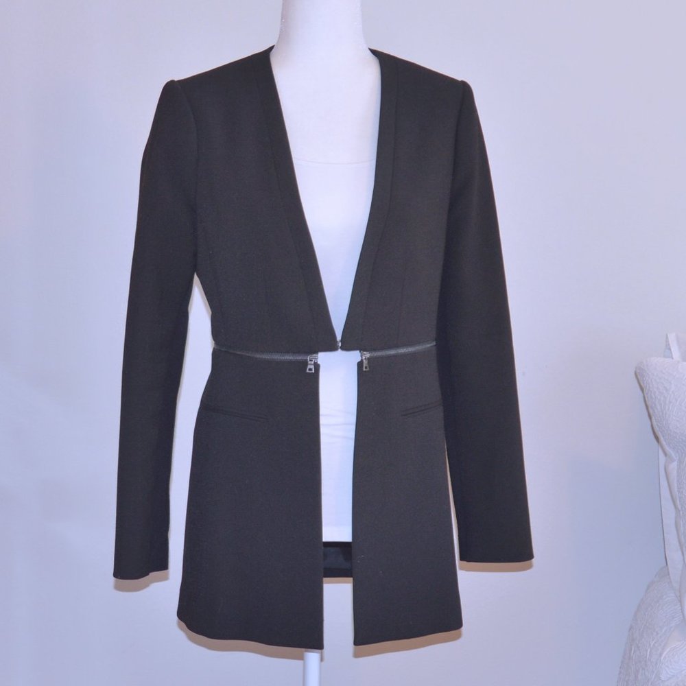 BCBGMaxAzria Black Tuxedo Inspired Blazer with zippers